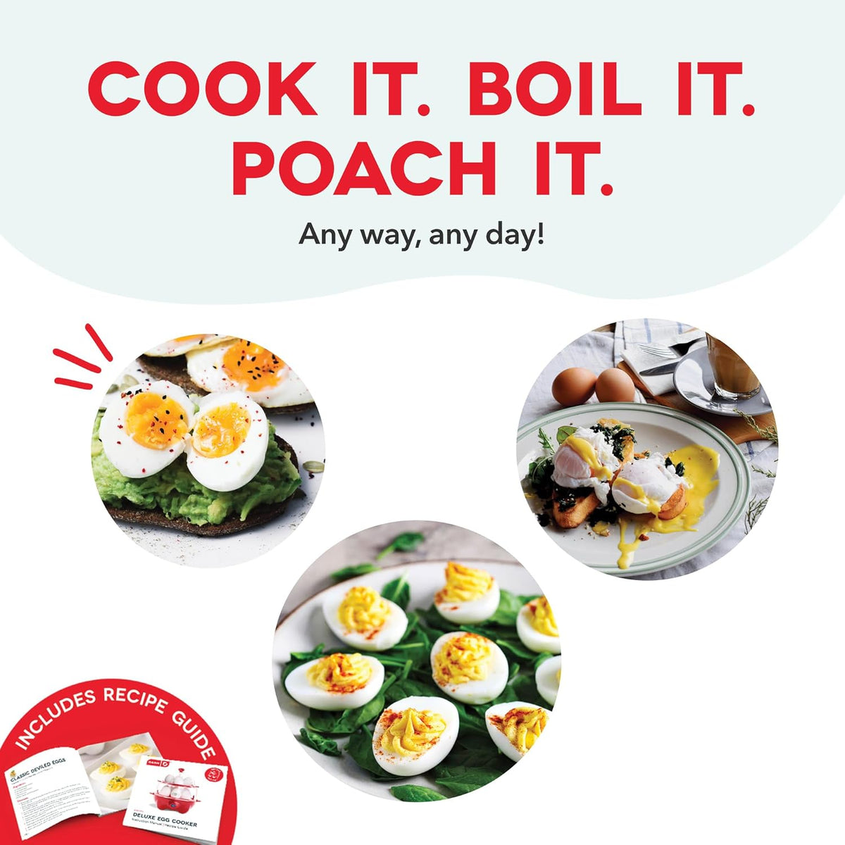 Deluxe Rapid Egg Cooker Electric for Hard Boiled, Poached, Scrambled, Omelets, Steamed Vegetables, Seafood, Dumplings & More, 12 Capacity, with Auto Shut off Feature, Black