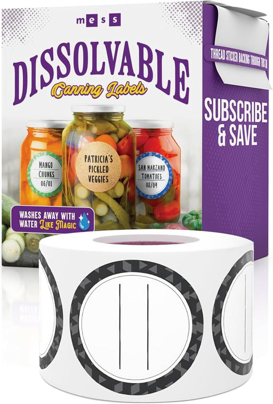 Dissolvable Canning Labels for Jars – 200 Dissolvable Mason Jar Labels 2 In. round Dissolvable Food Labels for Food Container Prep - Canning Jar Labels Stickers and More, Black