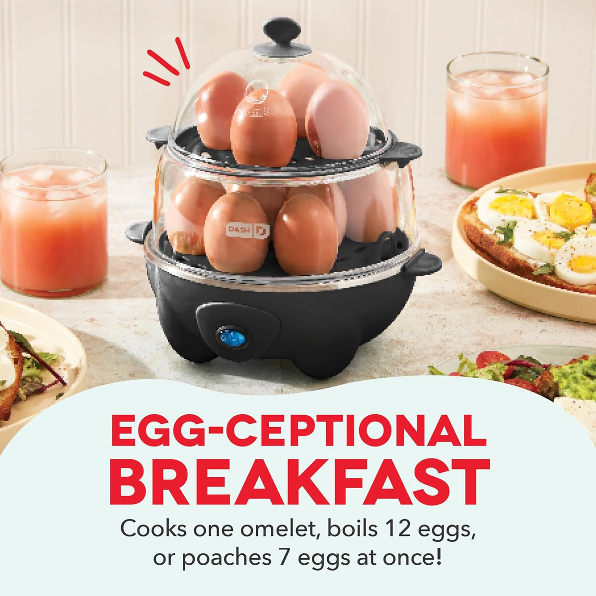 Deluxe Rapid Egg Cooker Electric for Hard Boiled, Poached, Scrambled, Omelets, Steamed Vegetables, Seafood, Dumplings & More, 12 Capacity, with Auto Shut off Feature, Black
