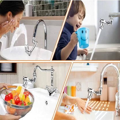 AquaTwist™ 1080° Rotating Faucet Sprayer – Universal Metal Tap Extender with Aerator Nozzle & 22/24mm Adaptor
