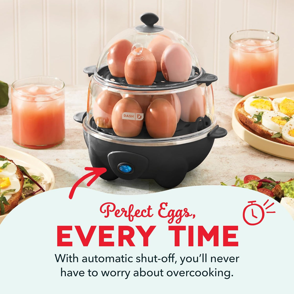 Deluxe Rapid Egg Cooker Electric for Hard Boiled, Poached, Scrambled, Omelets, Steamed Vegetables, Seafood, Dumplings & More, 12 Capacity, with Auto Shut off Feature, Black