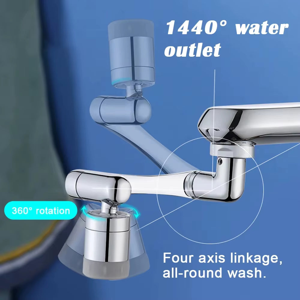 AquaTwist™ 1080° Rotating Faucet Sprayer – Universal Metal Tap Extender with Aerator Nozzle & 22/24mm Adaptor